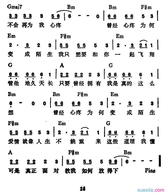 曾经心痛简谱_叶倩文曾经心痛歌词