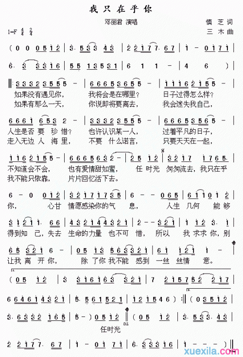 我只在乎你简谱