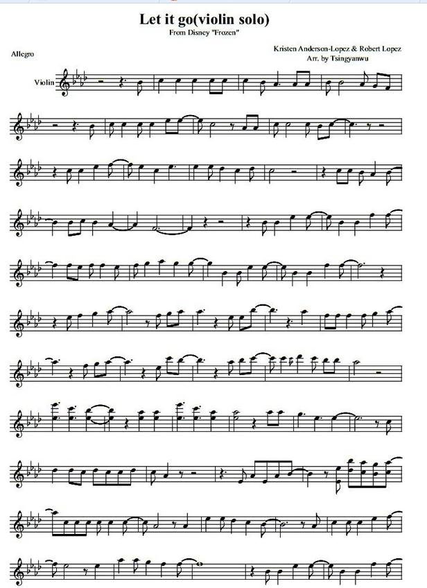 let it go小提琴简谱
