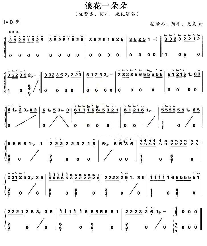 浪花一朵朵古筝谱