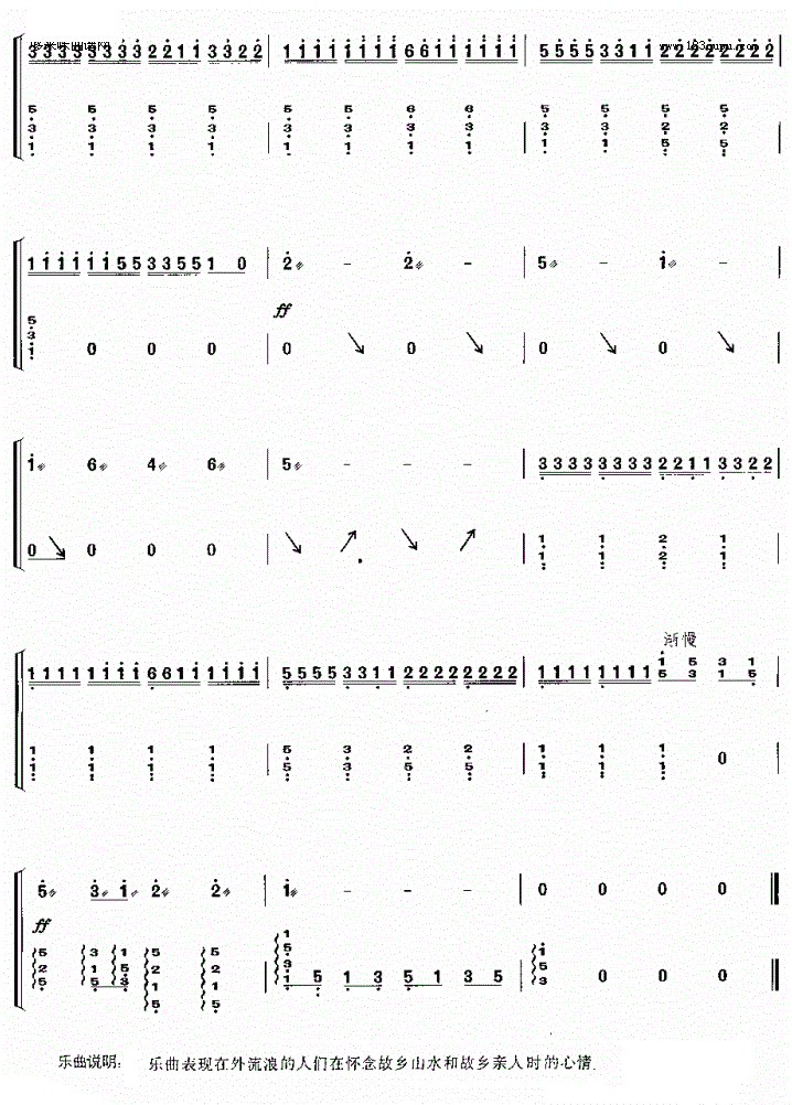 故乡的亲人古筝谱