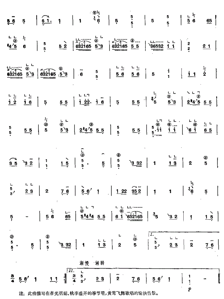 莺啭桃李古筝谱