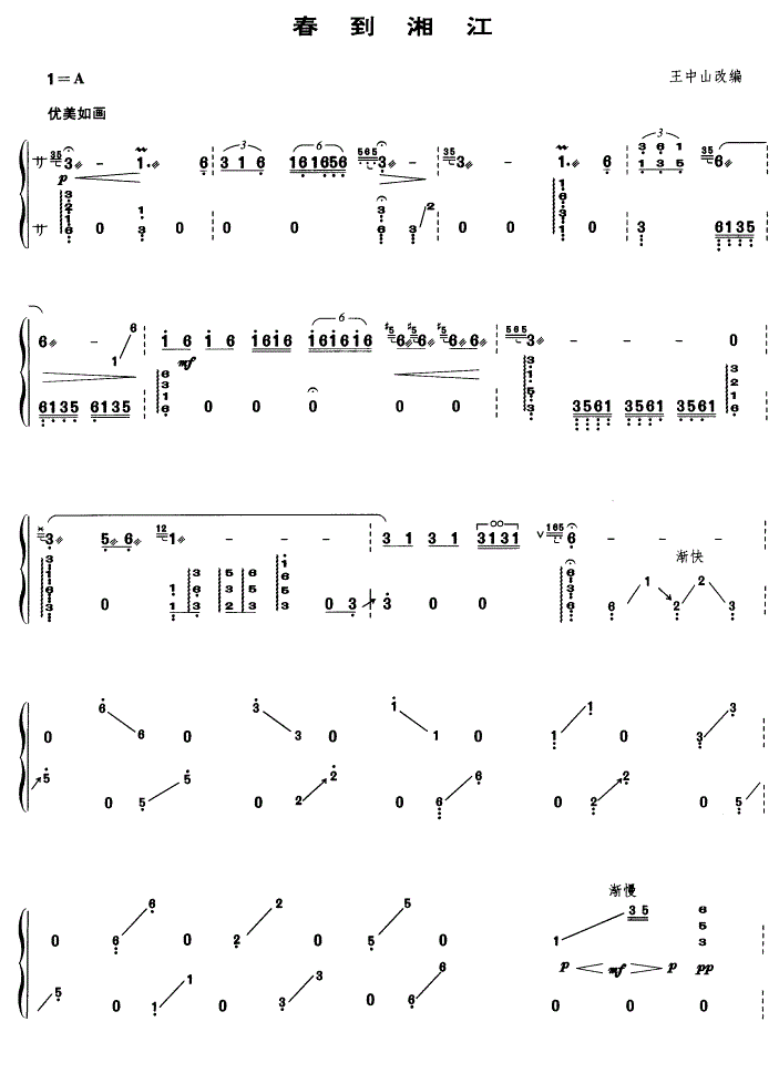 春到湘江古筝谱