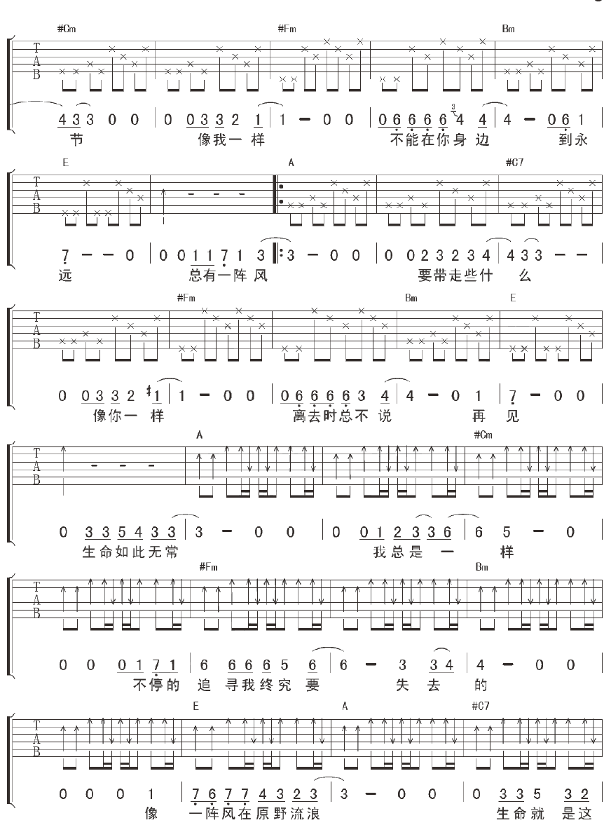 璀璨吉他谱 李健