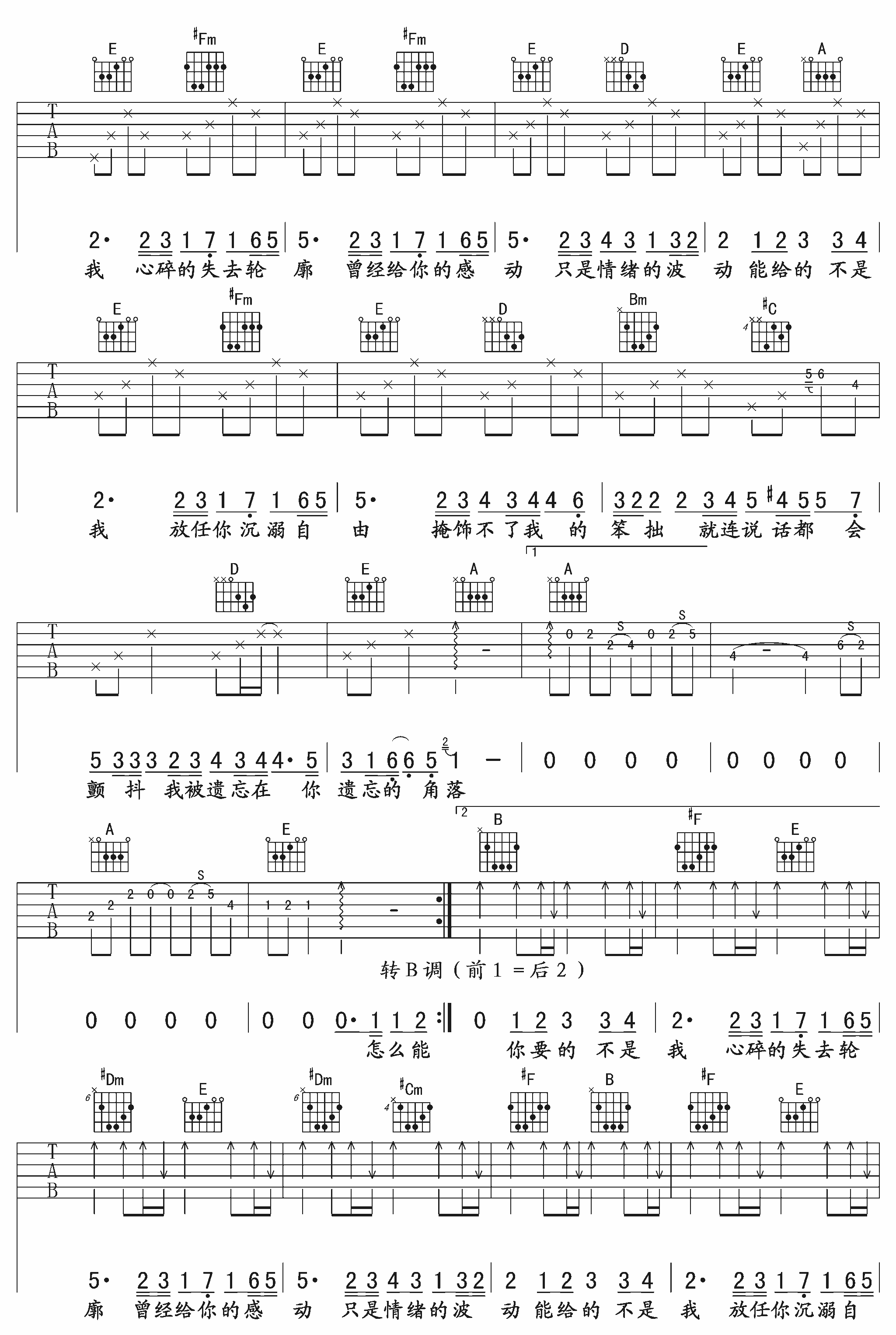 你要的不是我吉他谱 林俊杰