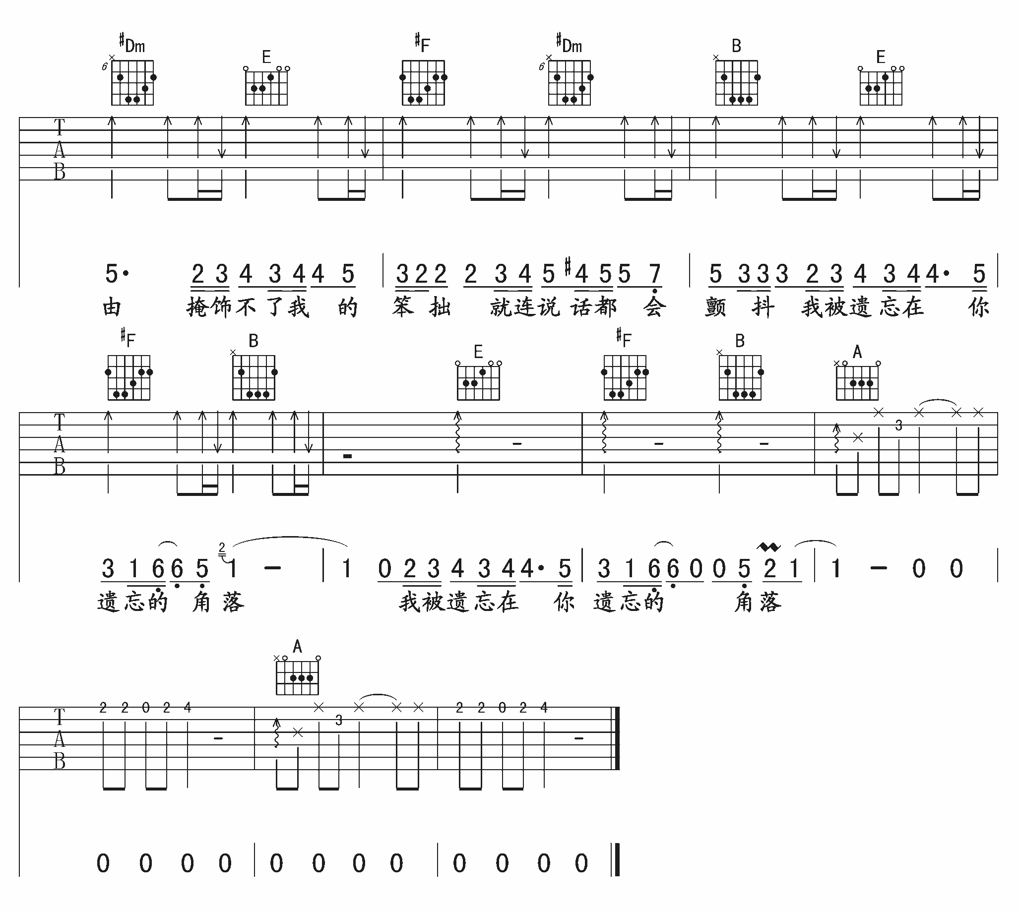 你要的不是我吉他谱 林俊杰