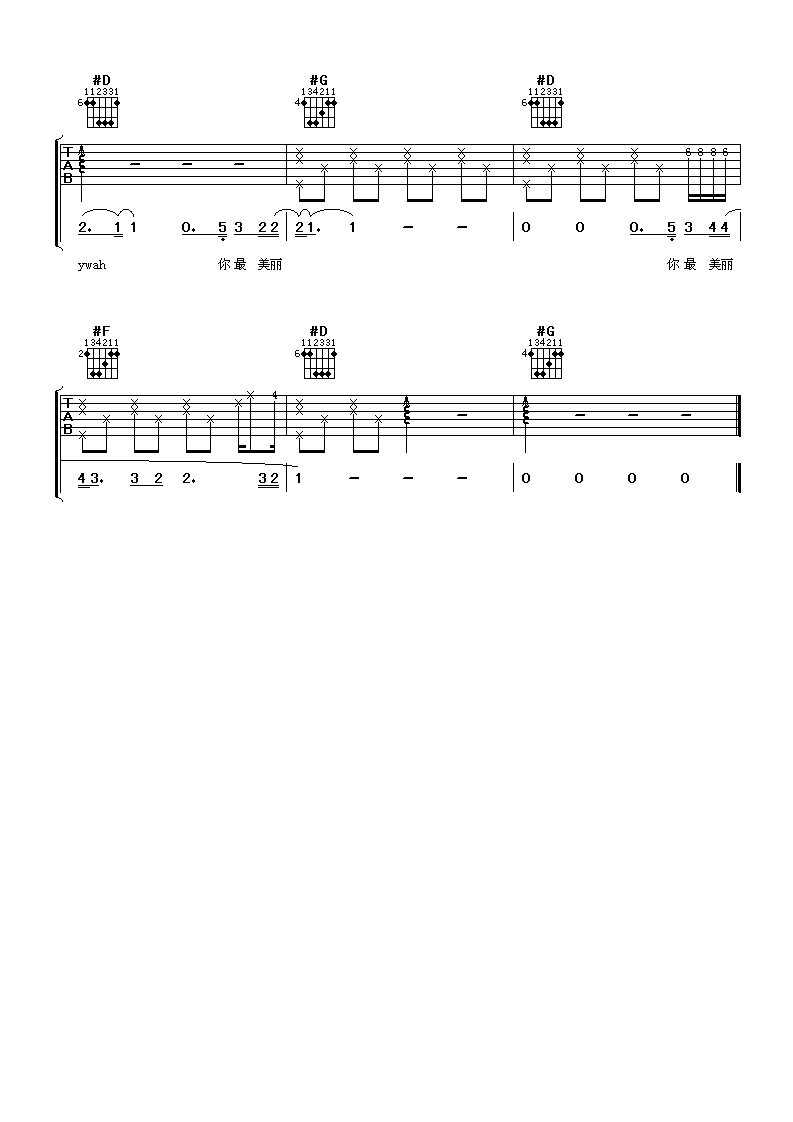 太美丽吉他谱 陶喆