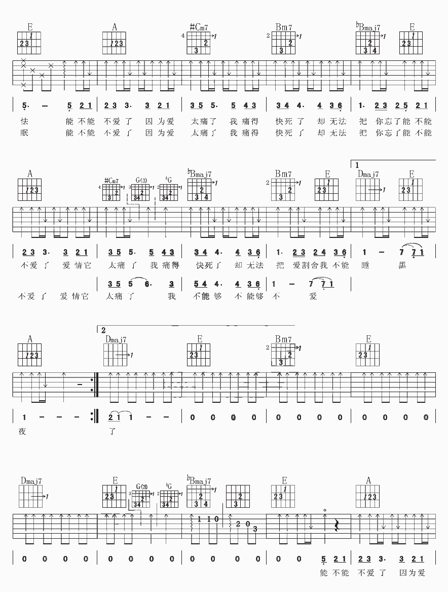 爱太痛吉他谱 吴克群