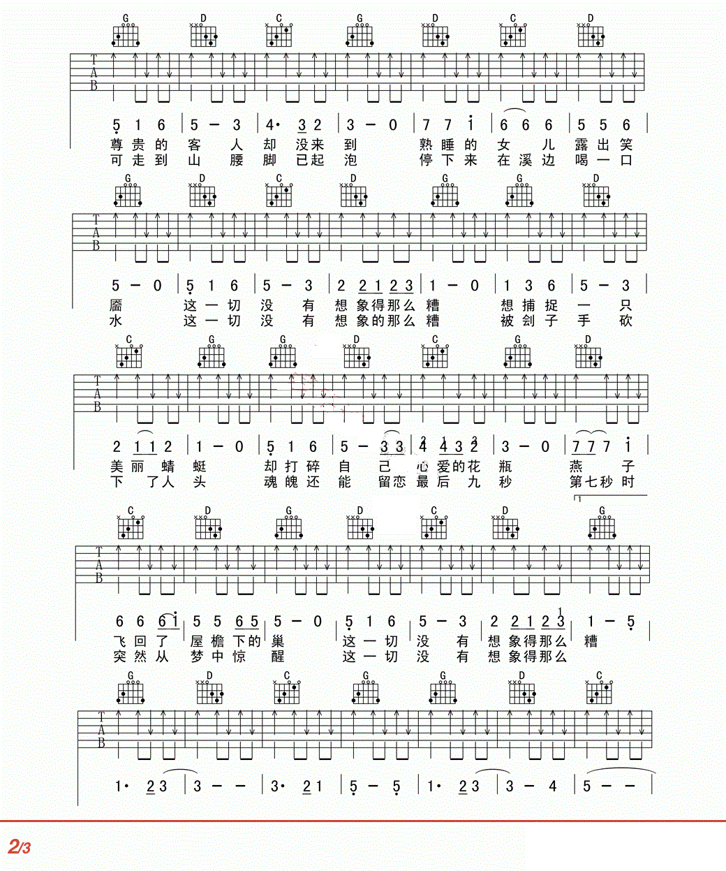 这一切没有想象的那么糟吉他谱 万晓利 G调