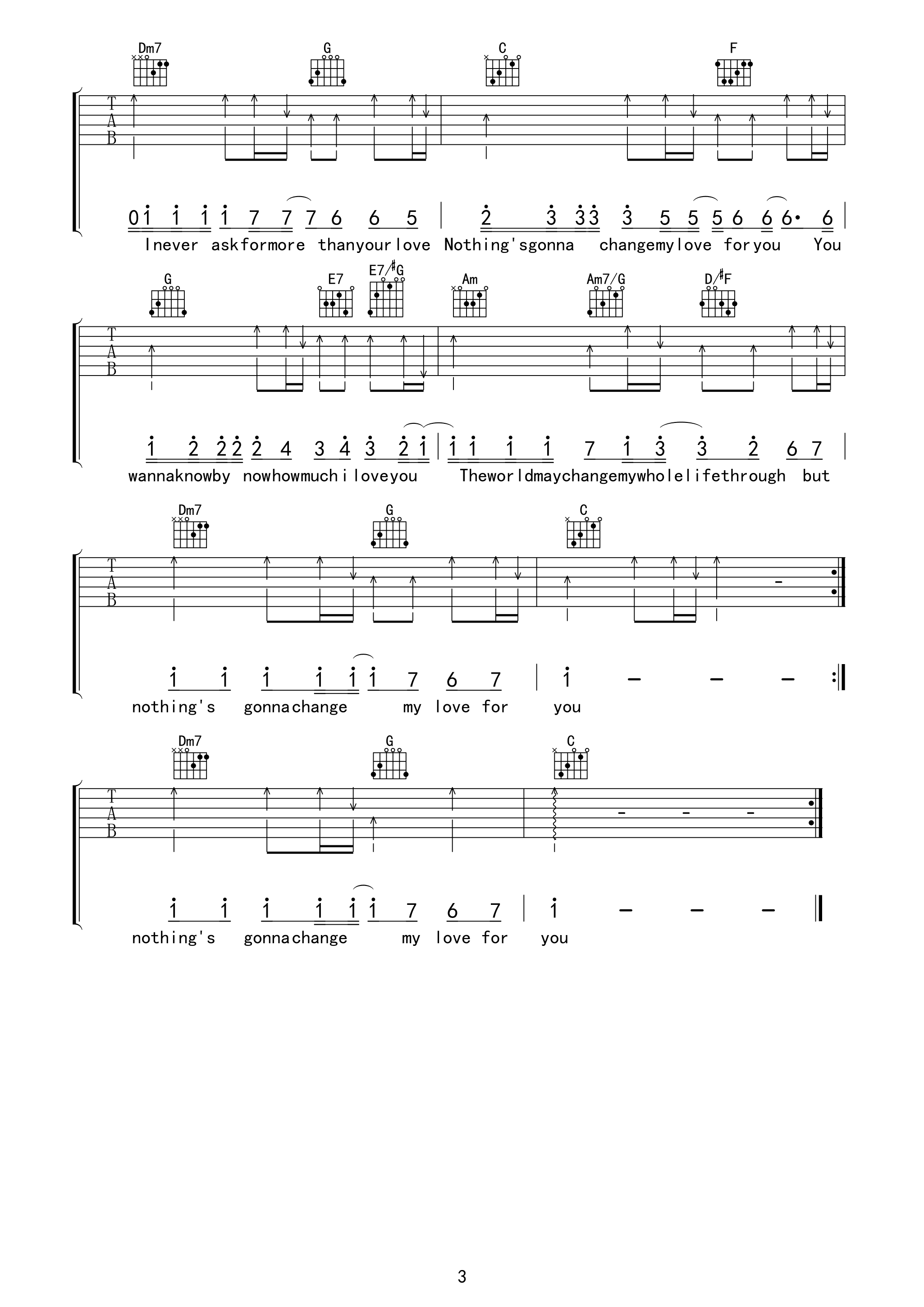 nothing's gonna change my love for you吉他谱