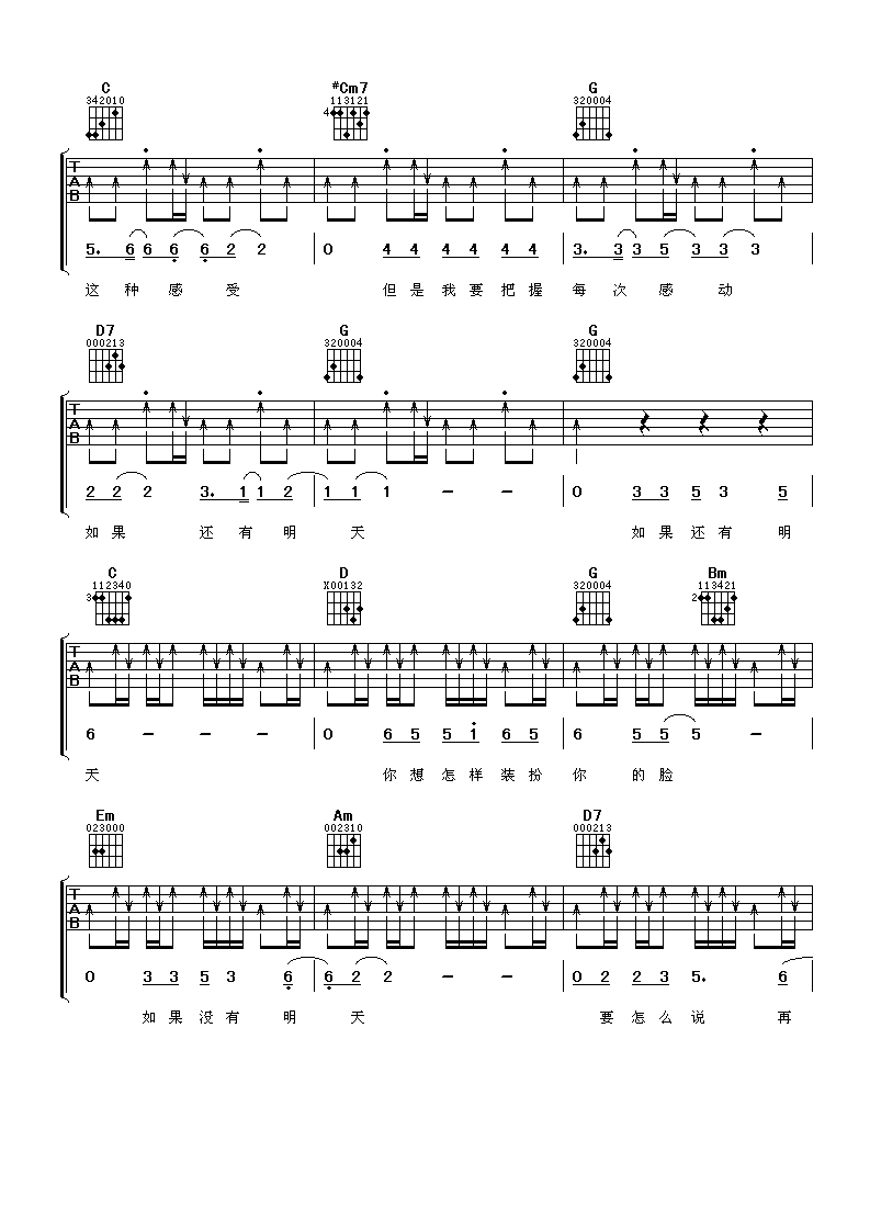 如果还有明天吉他谱 信乐团