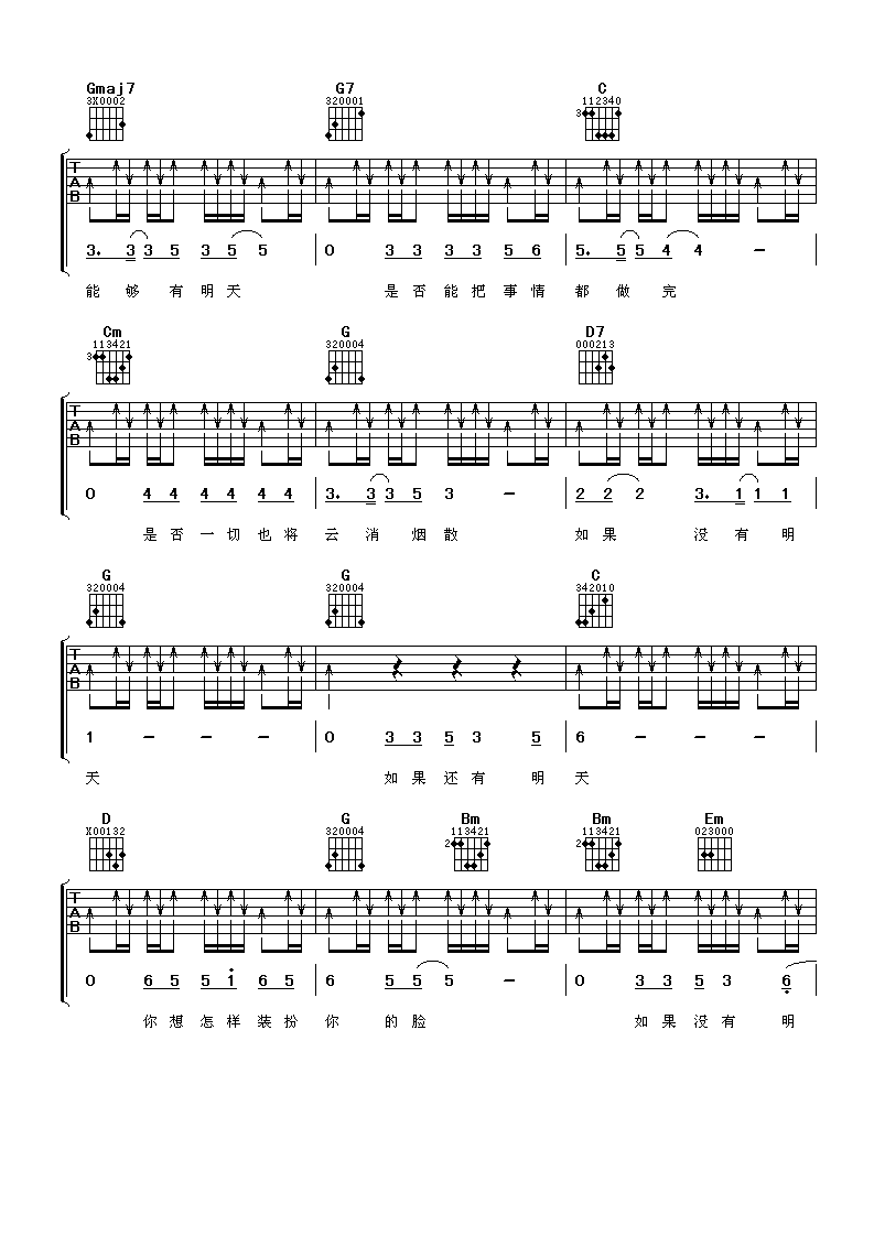 如果还有明天吉他谱 信乐团