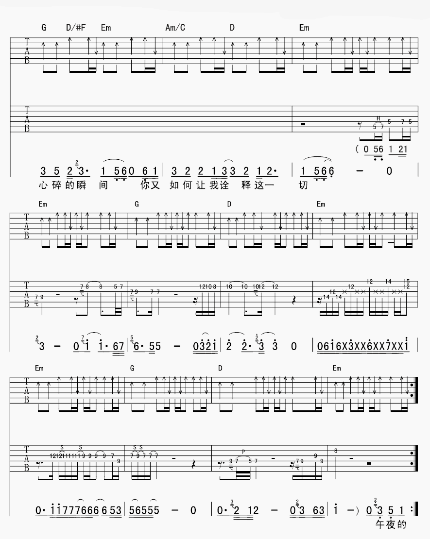 木偶的悲剧吉他谱 杨天宇