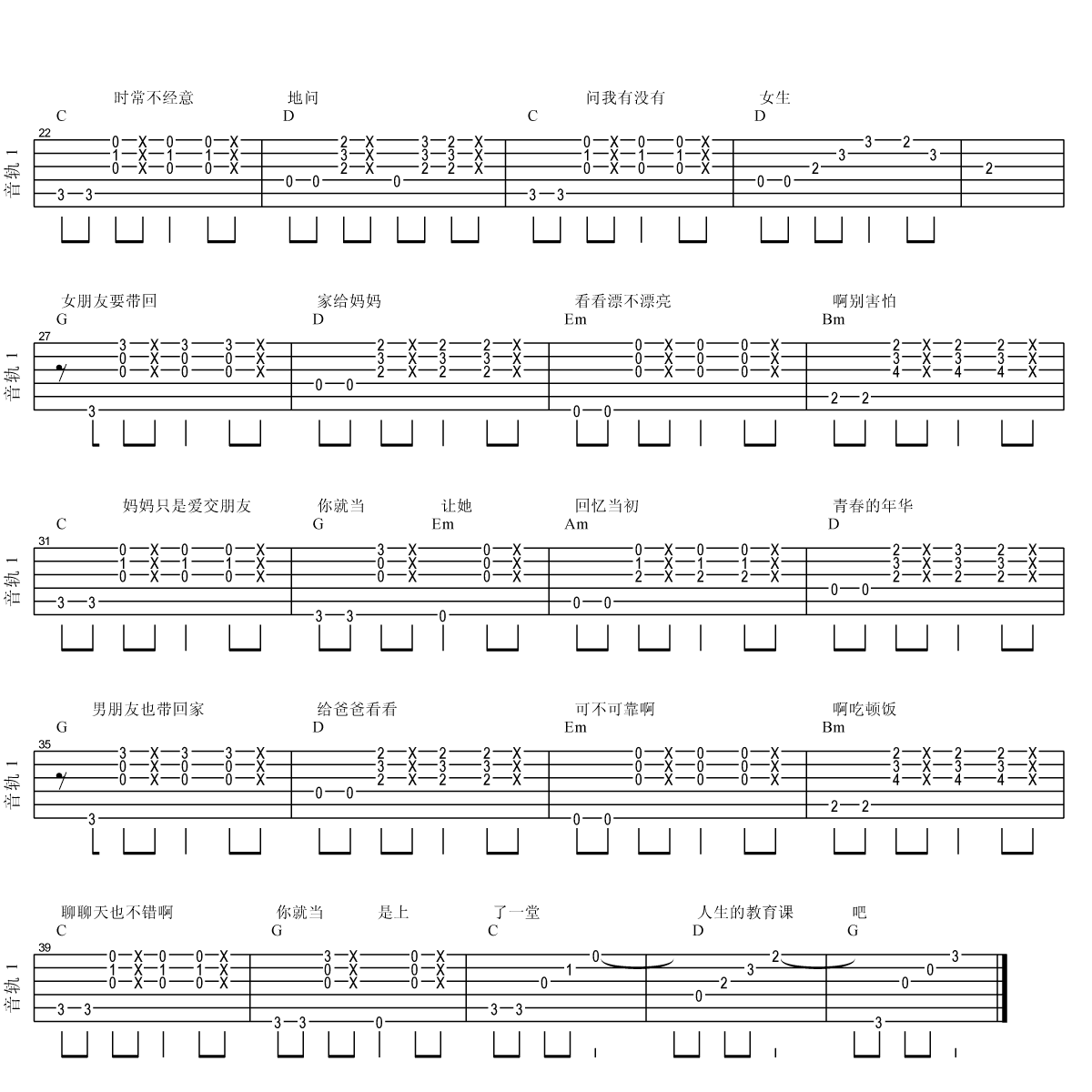 谭杰希女朋友要带回家吉他谱