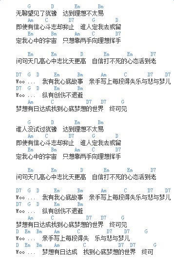 beyond不再犹豫吉他谱 G调