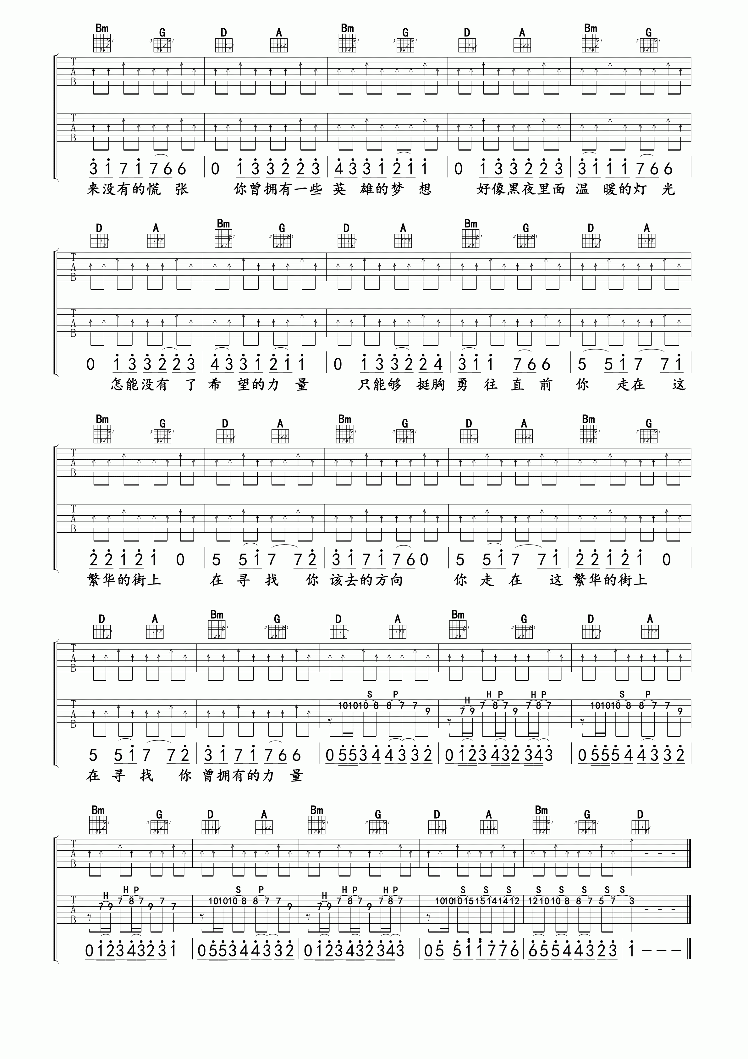 许巍那一年吉他谱