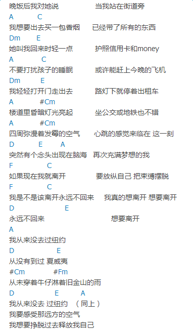 筷子兄弟我从来没去过纽约吉他谱