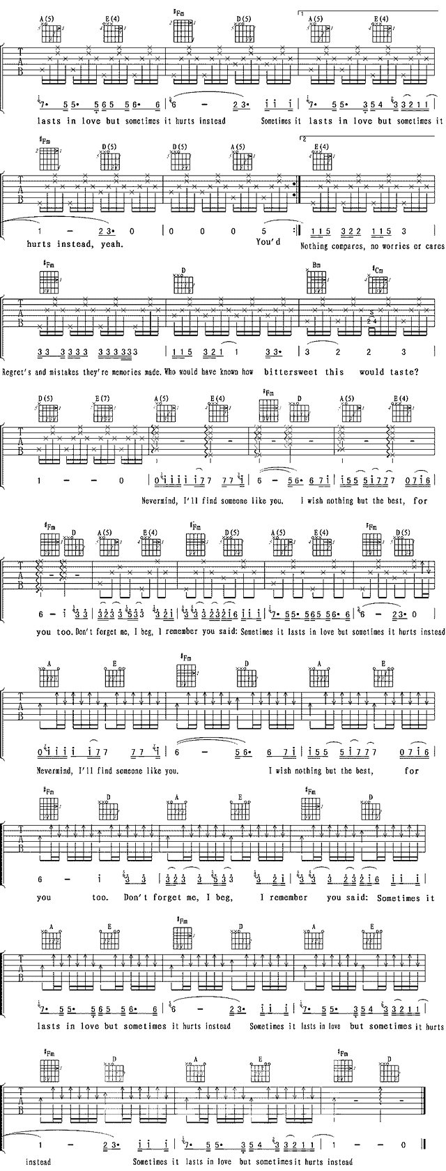 Adele Someone like you吉他谱