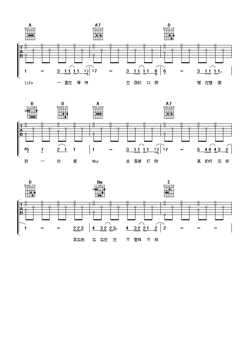 林俊杰期待你的爱吉他谱