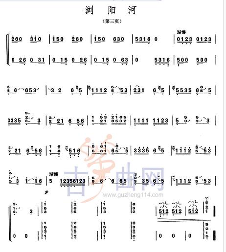 古筝曲浏阳河歌词简谱有哪些