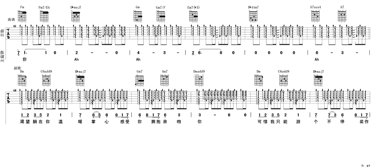 姚贝娜鱼吉他谱