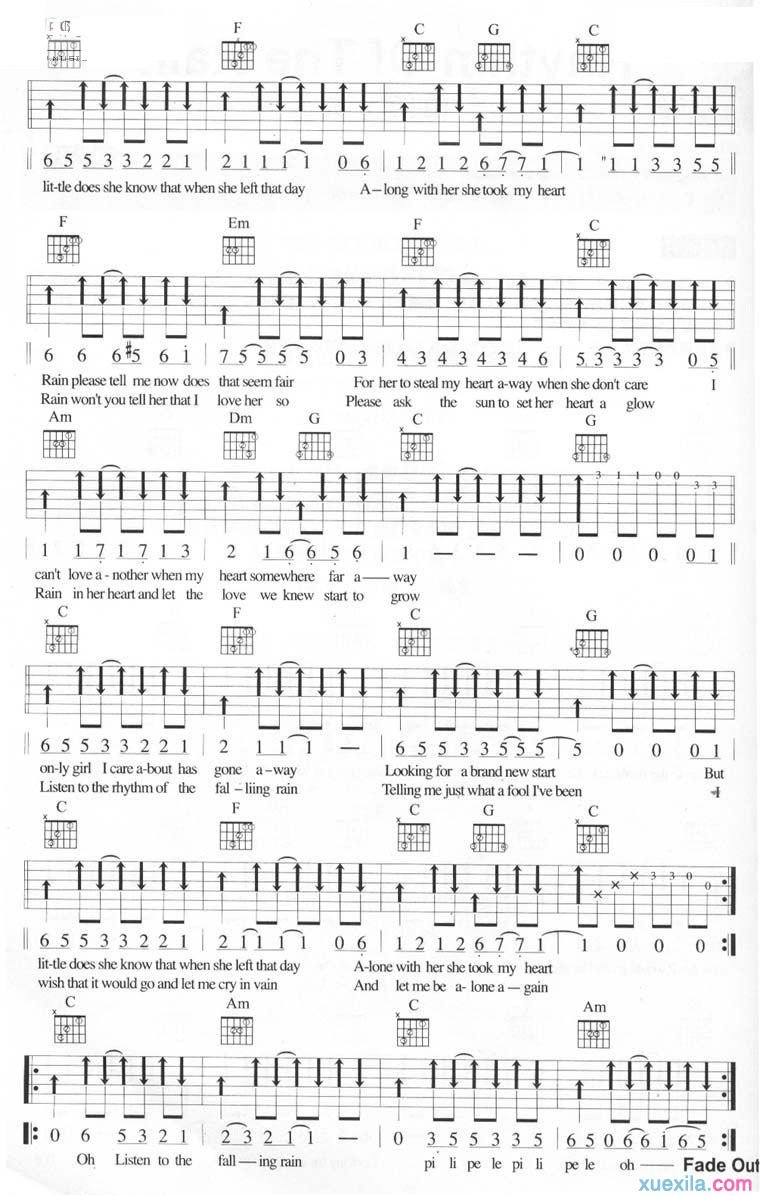 雨中的旋律吉他谱