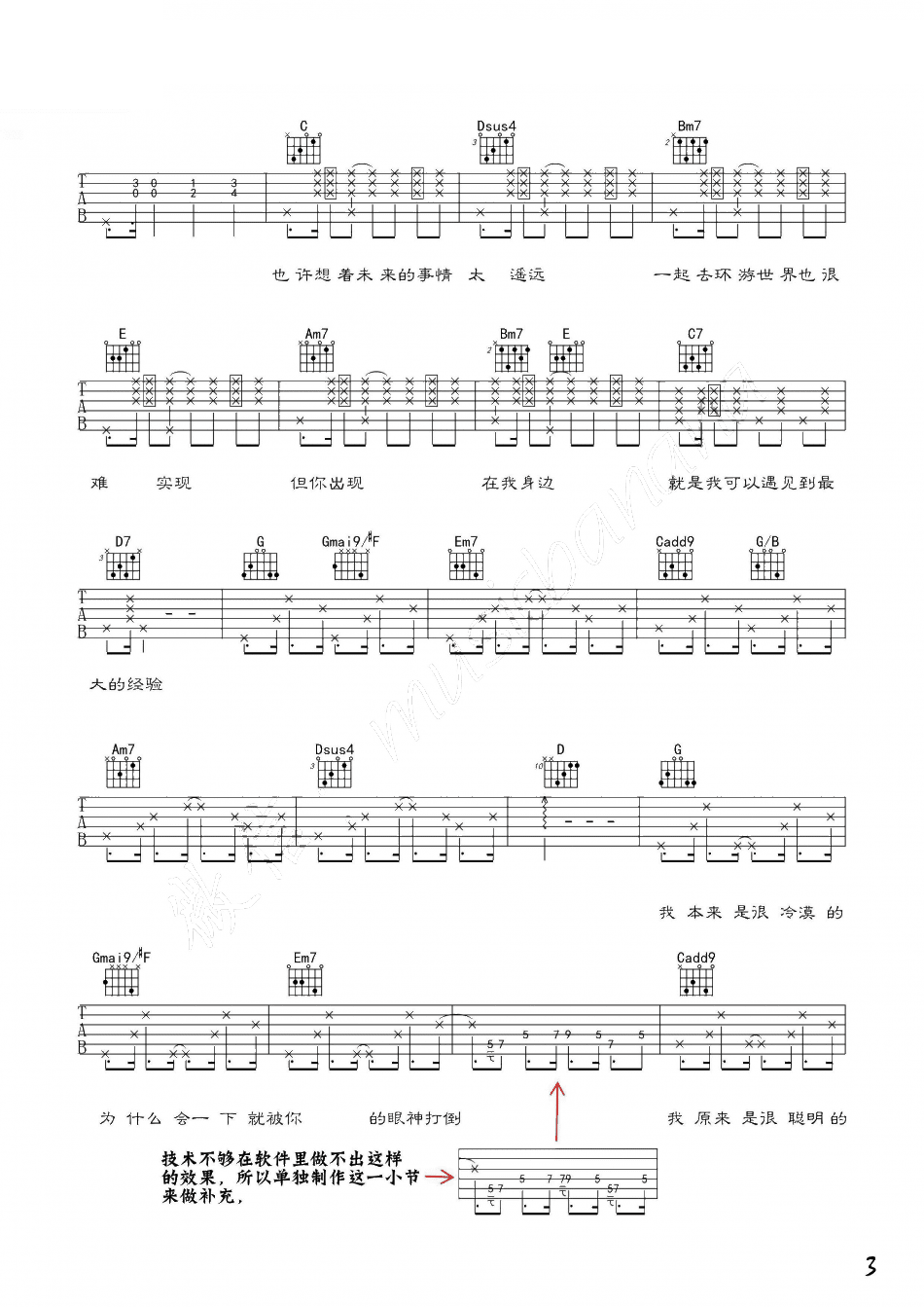 遇见你的时候所有星星都落到我头上吉他谱