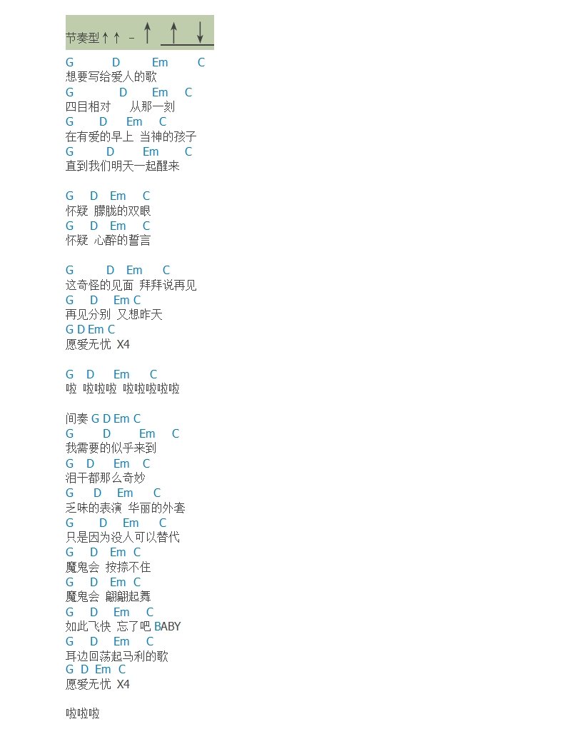 愿爱无忧吉他谱