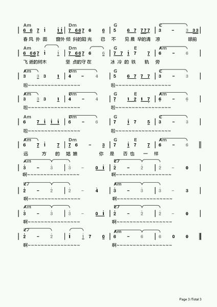 再见旅人吉他谱_再见旅人歌曲视频