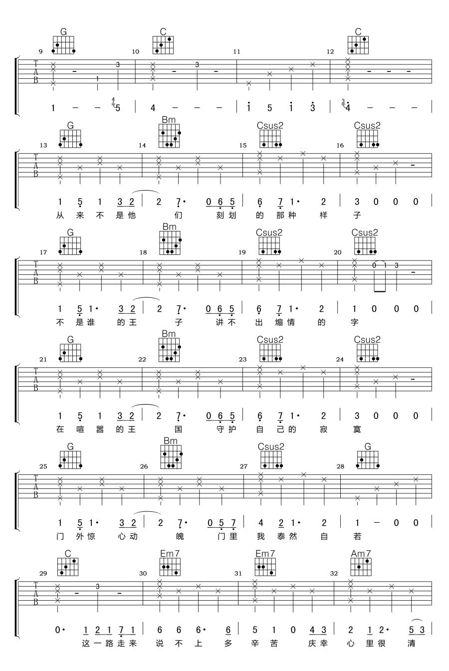 这一路走来吉他谱