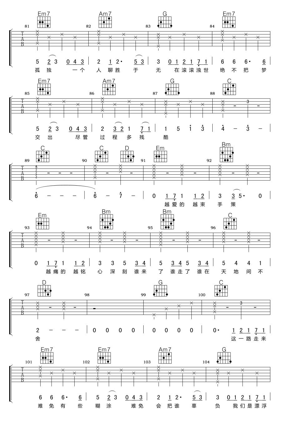 这一路走来吉他谱