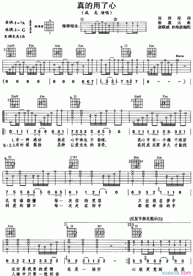 真的用了心吉他谱