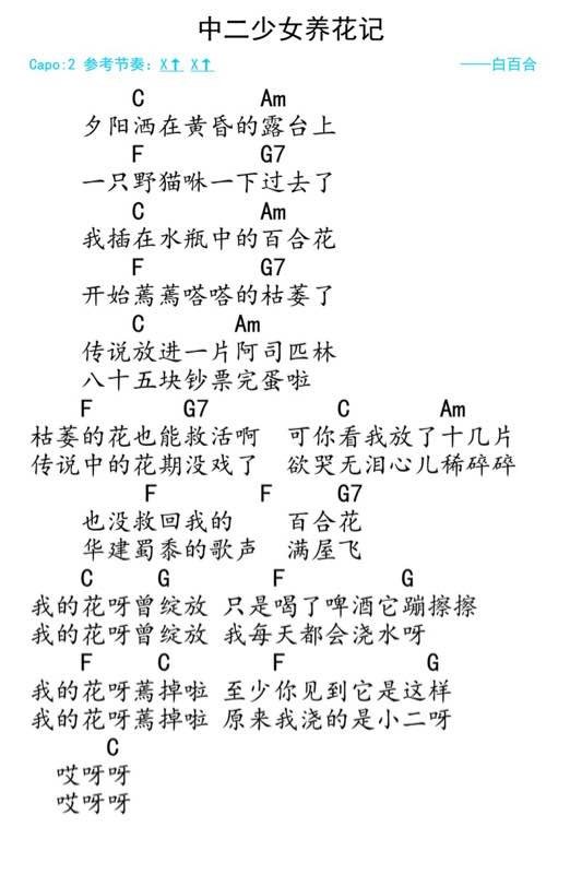 中二少女养花记吉他谱