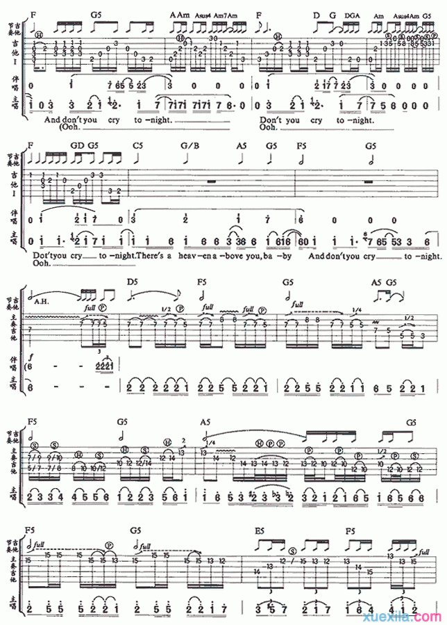 dont cry吉他谱