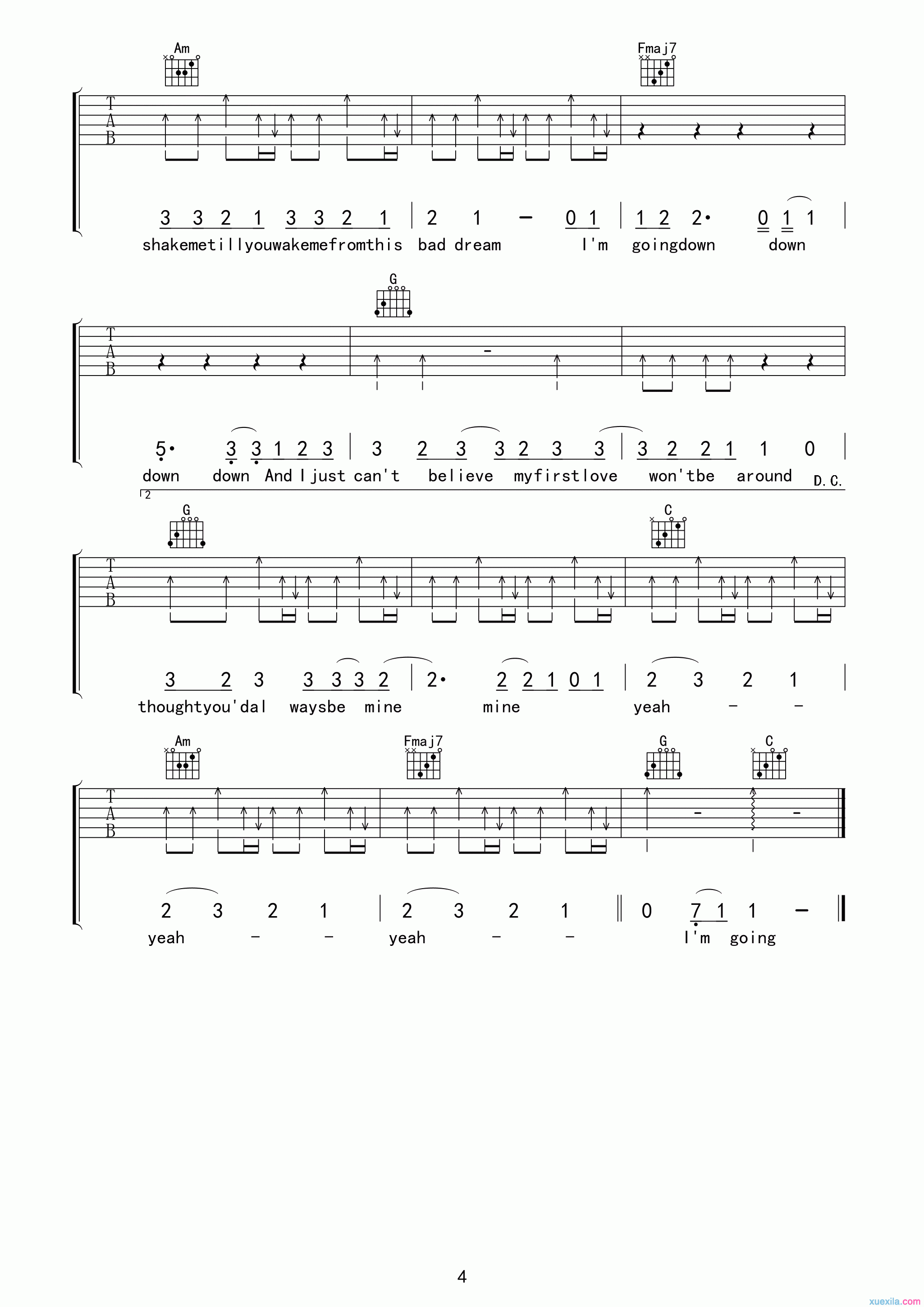 贾斯汀·比伯baby吉他谱