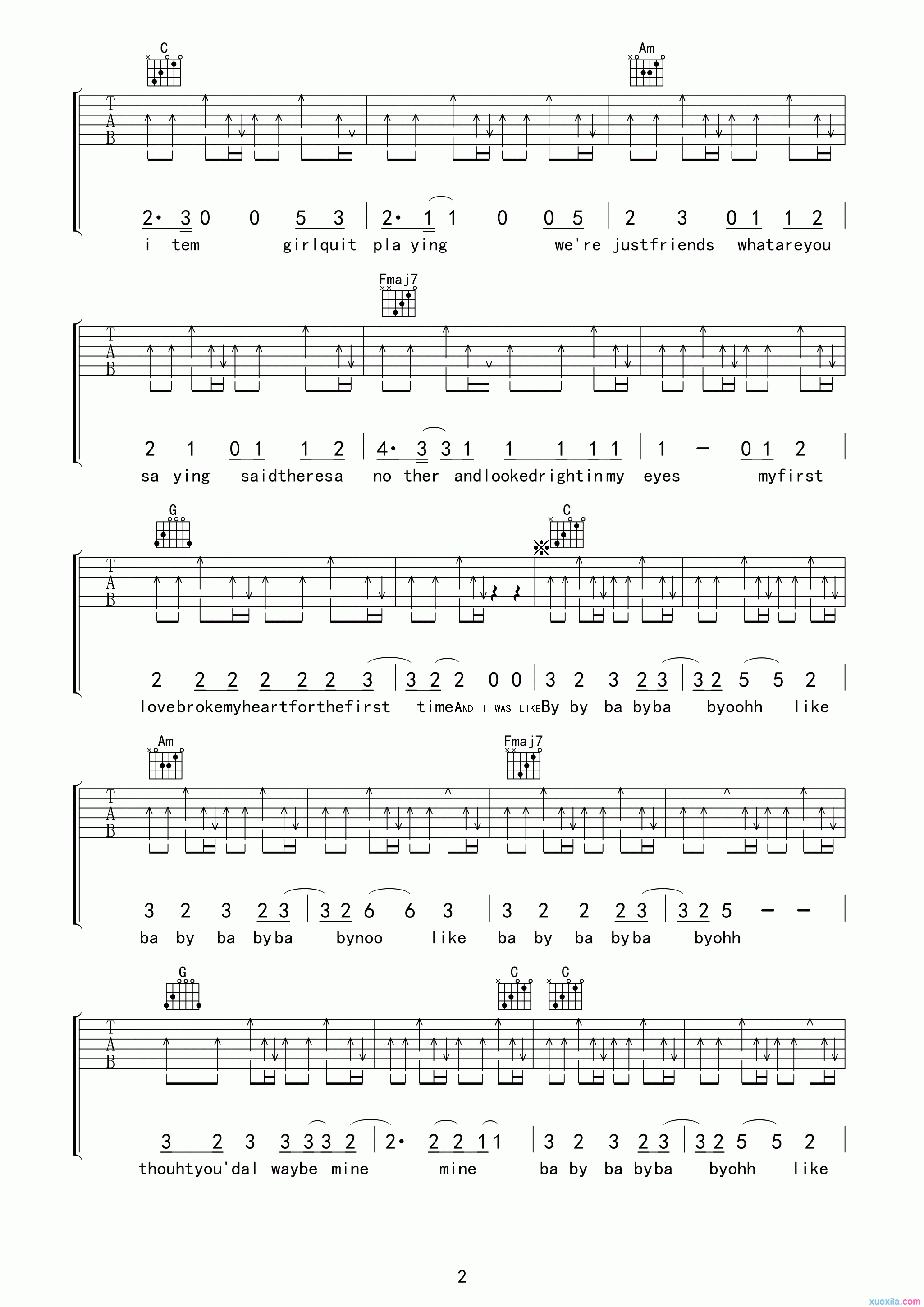 贾斯汀·比伯baby吉他谱