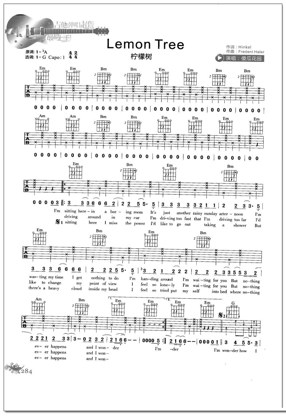 Lemon tree吉他谱 Fool's Garden