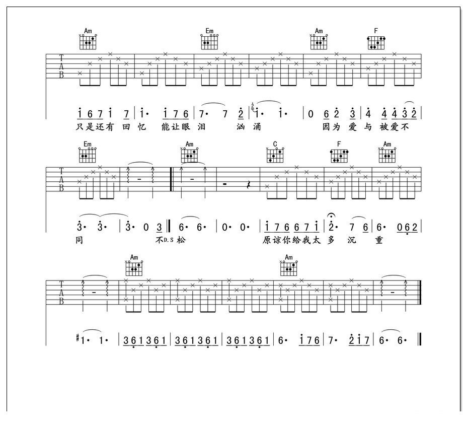 不痛吉他谱 樊凡