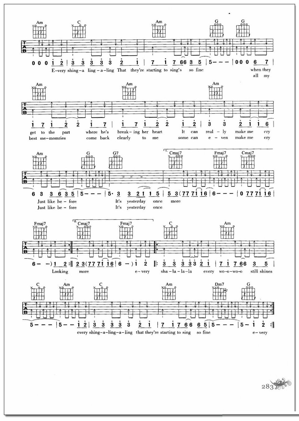 昨日重现吉他谱 卡朋特乐队