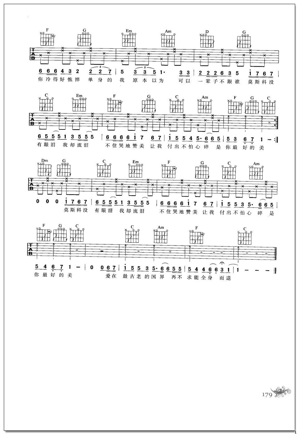 莫斯科没有眼泪吉他谱 Tiwns