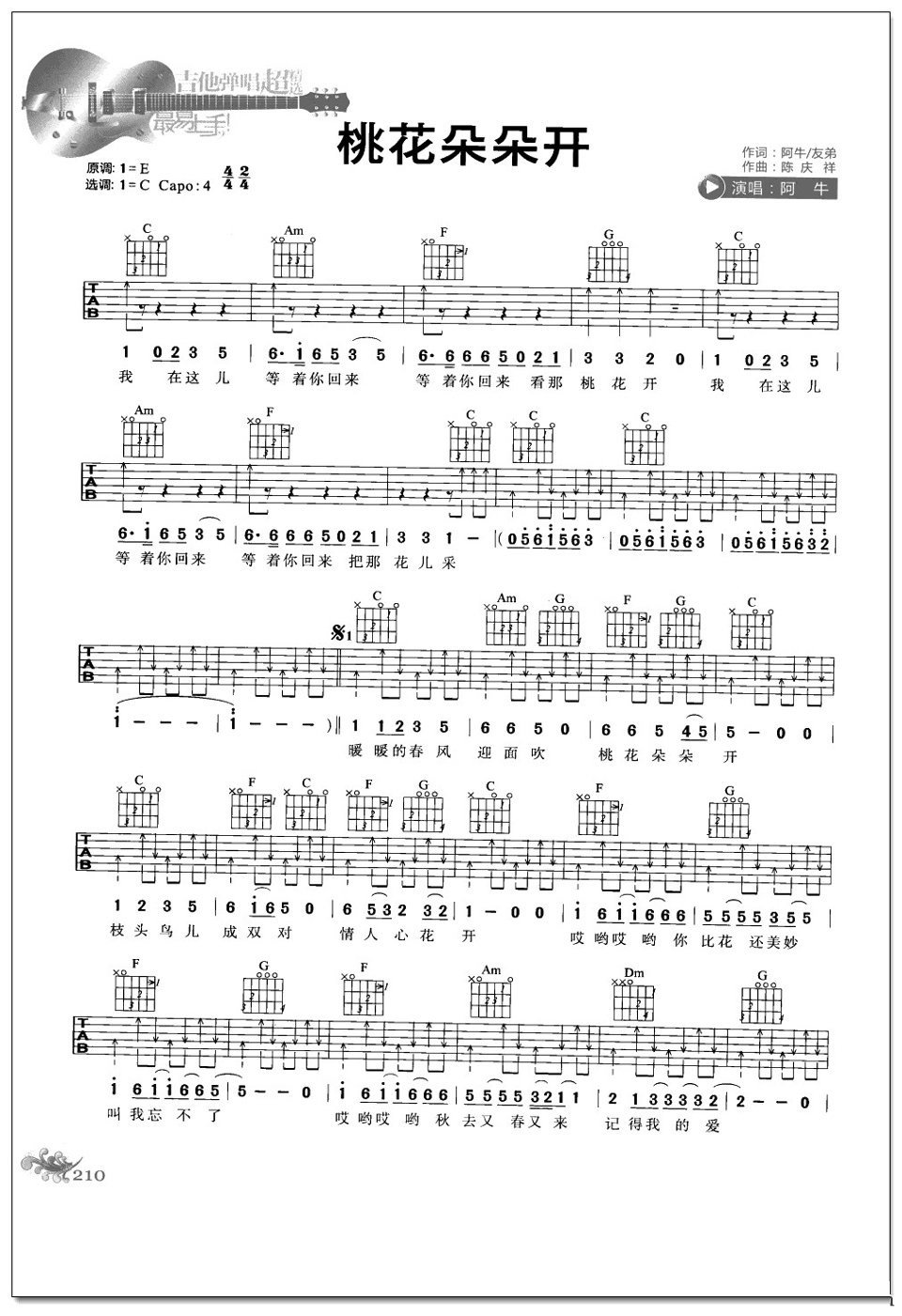桃花朵朵开吉他谱阿牛
