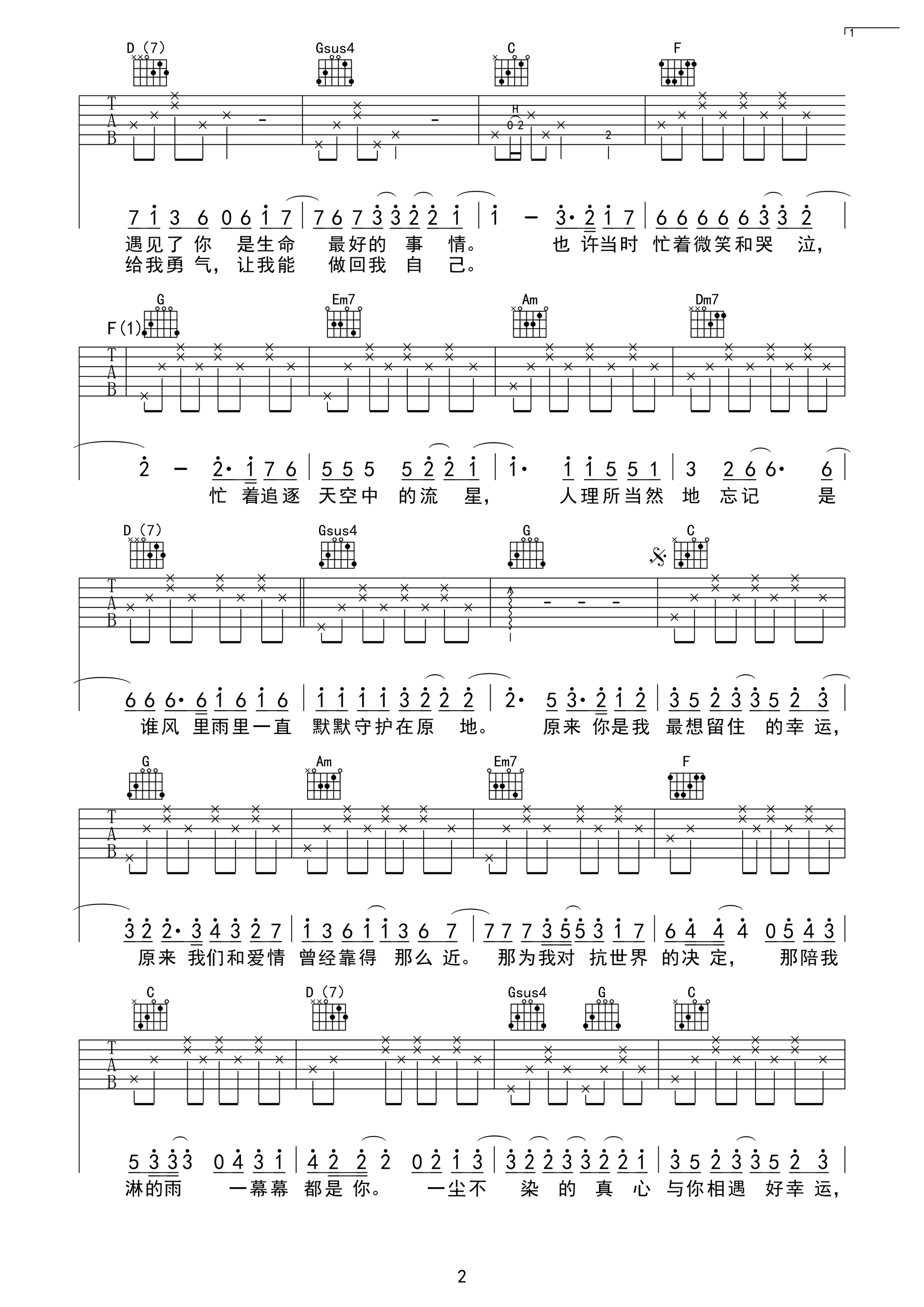 田馥甄小幸运吉他谱