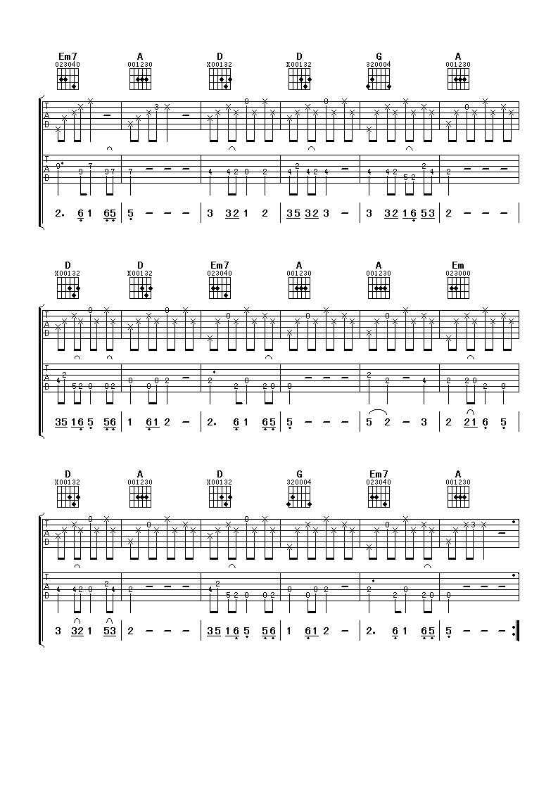 知道不知道吉他谱 刘若英
