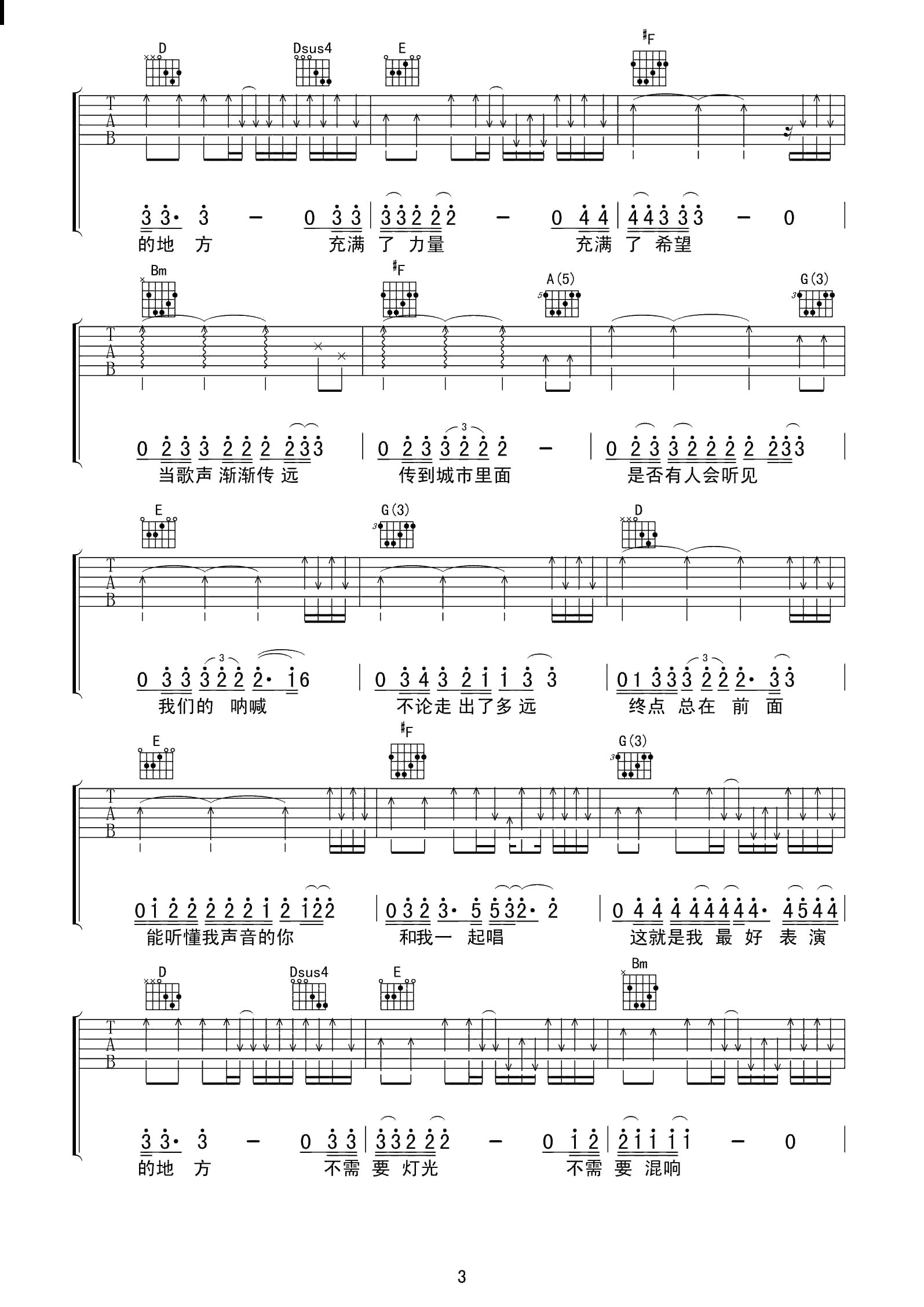 加州旅馆吉他谱 沙建微