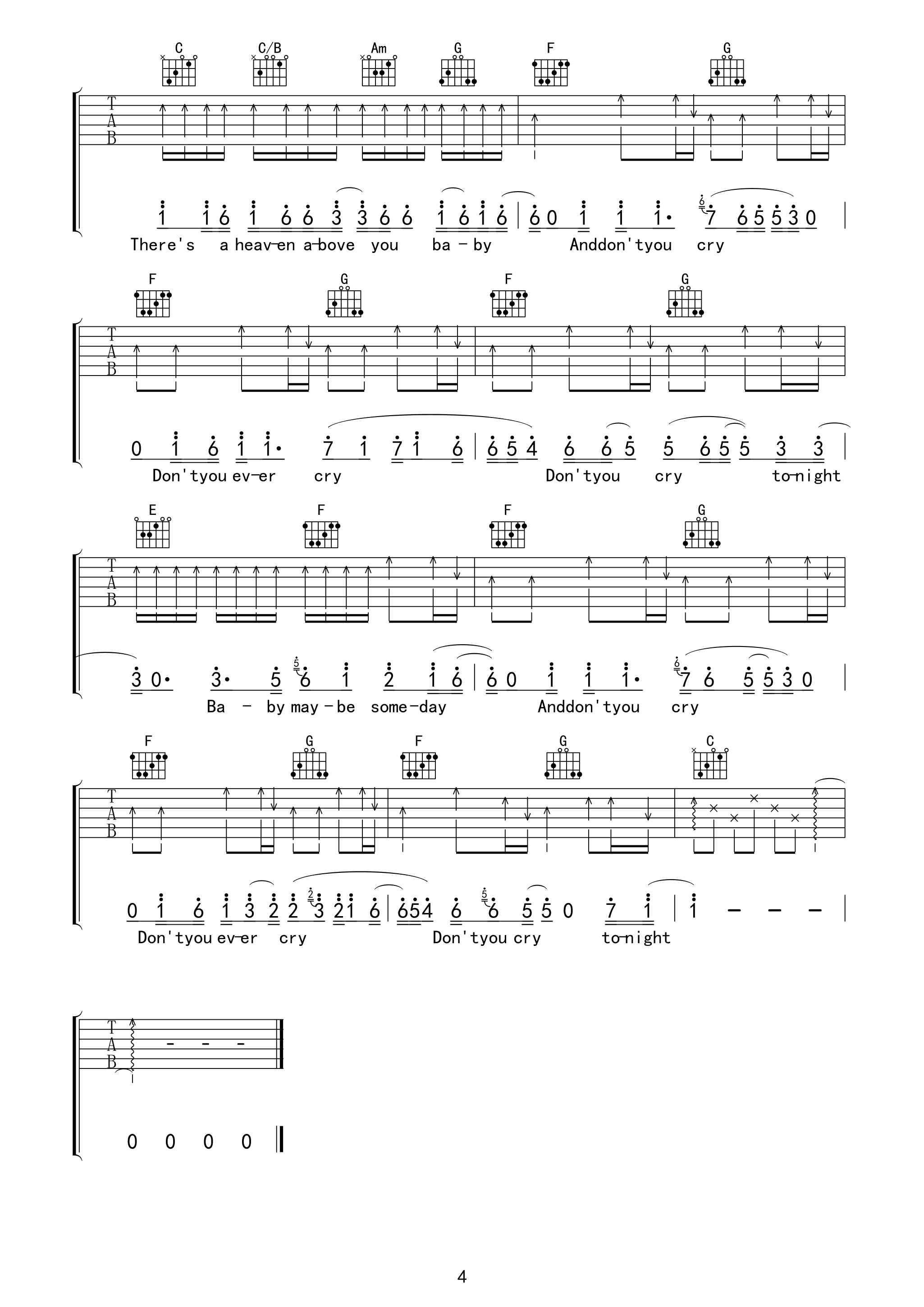 dont cry吉他谱 枪花乐队