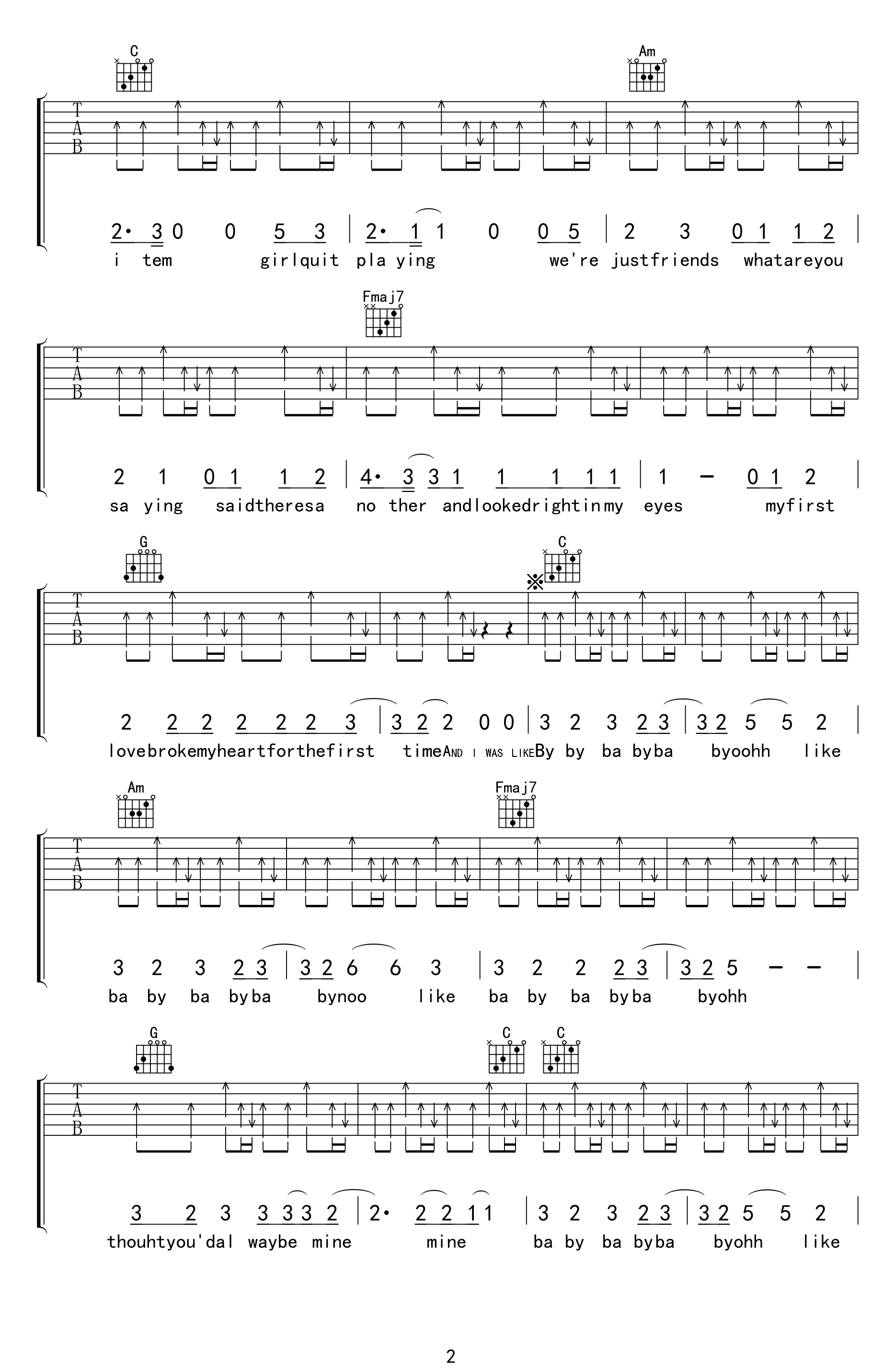 Baby吉他谱 Justin Bieber