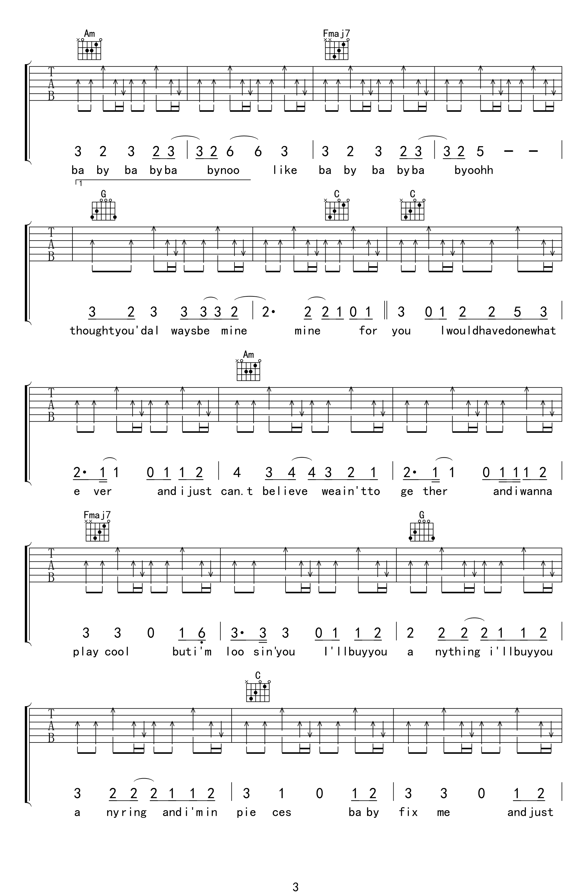 Baby吉他谱 Justin Bieber