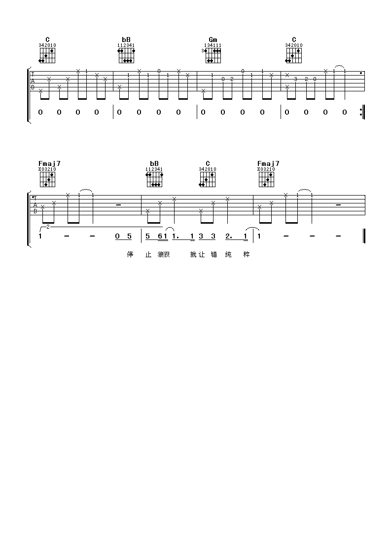 一路向北吉他谱 周杰伦