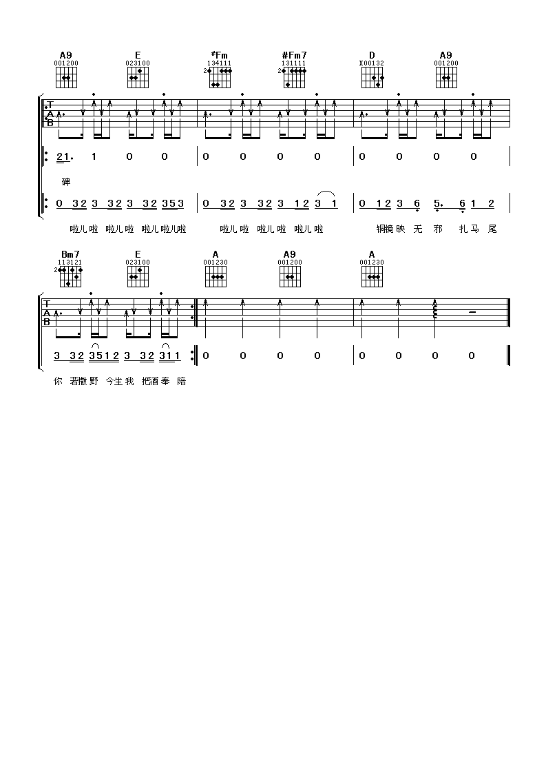 发如雪吉他谱 周杰伦