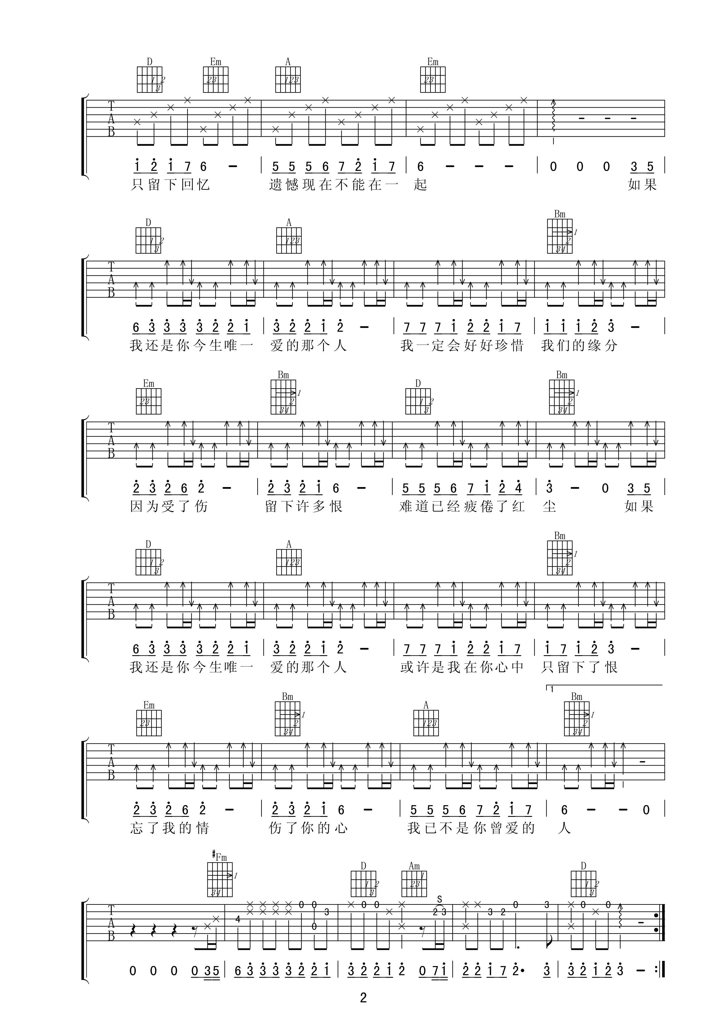心痛2011吉他谱 小山